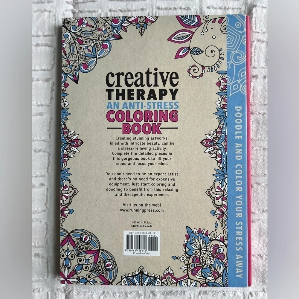 Creative Therapy Anti-Stress 61pg Coloring Book Doodle & Color Your Stress Away